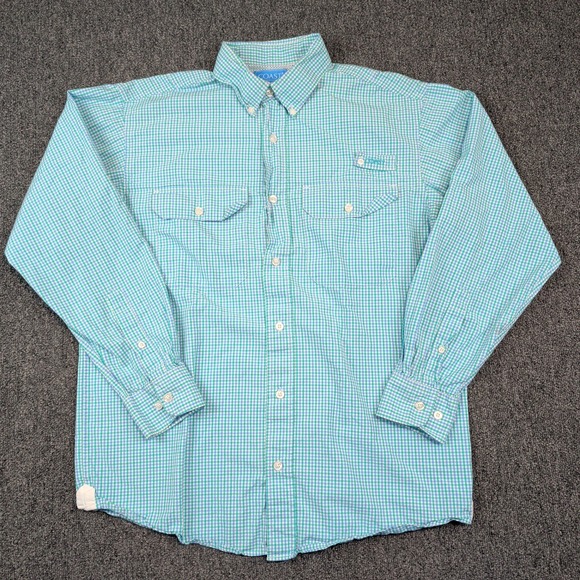 Coast Pawleys Island Marina Fishing Shirt Small Green Gingham Cotton Utility LS — photo 2